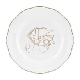 Gold dessert plates | Corona Monogram | GINORI 1735
